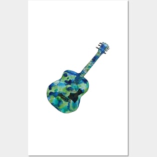 Acoustic guitar watery colours Posters and Art